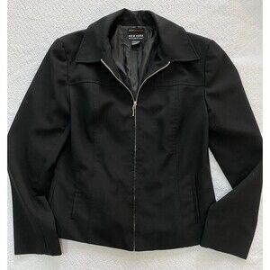 New York & Company City Stretch Black Full Zip Jacket Blazer  8 Professional
